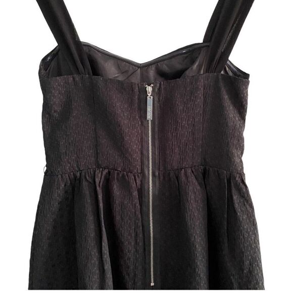 KENZIE A Line Sweetheart Neckline Black Textured Mini Dress with Straps US M - Picture 4 of 9